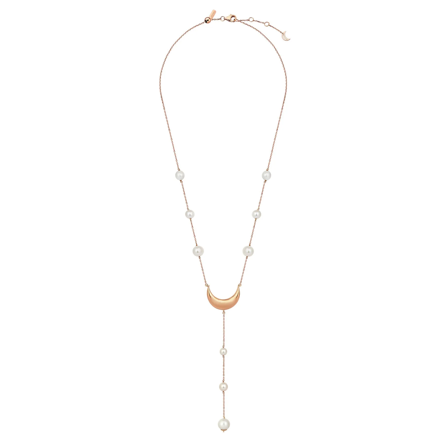 CRESCENT PEARL LARIAT NECKLACE