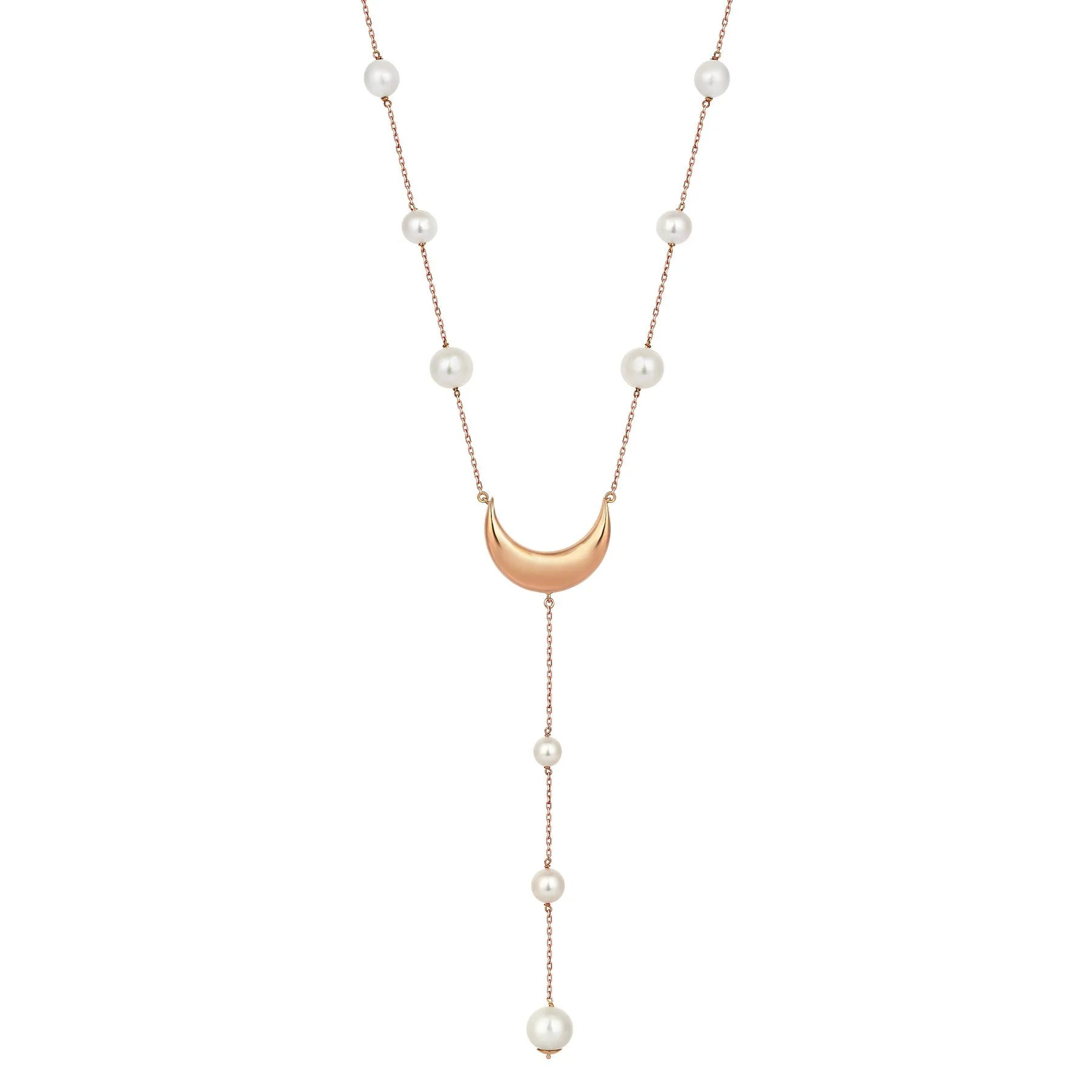 CRESCENT PEARL LARIAT NECKLACE