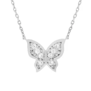 Crystal Butterfly Necklace Silver