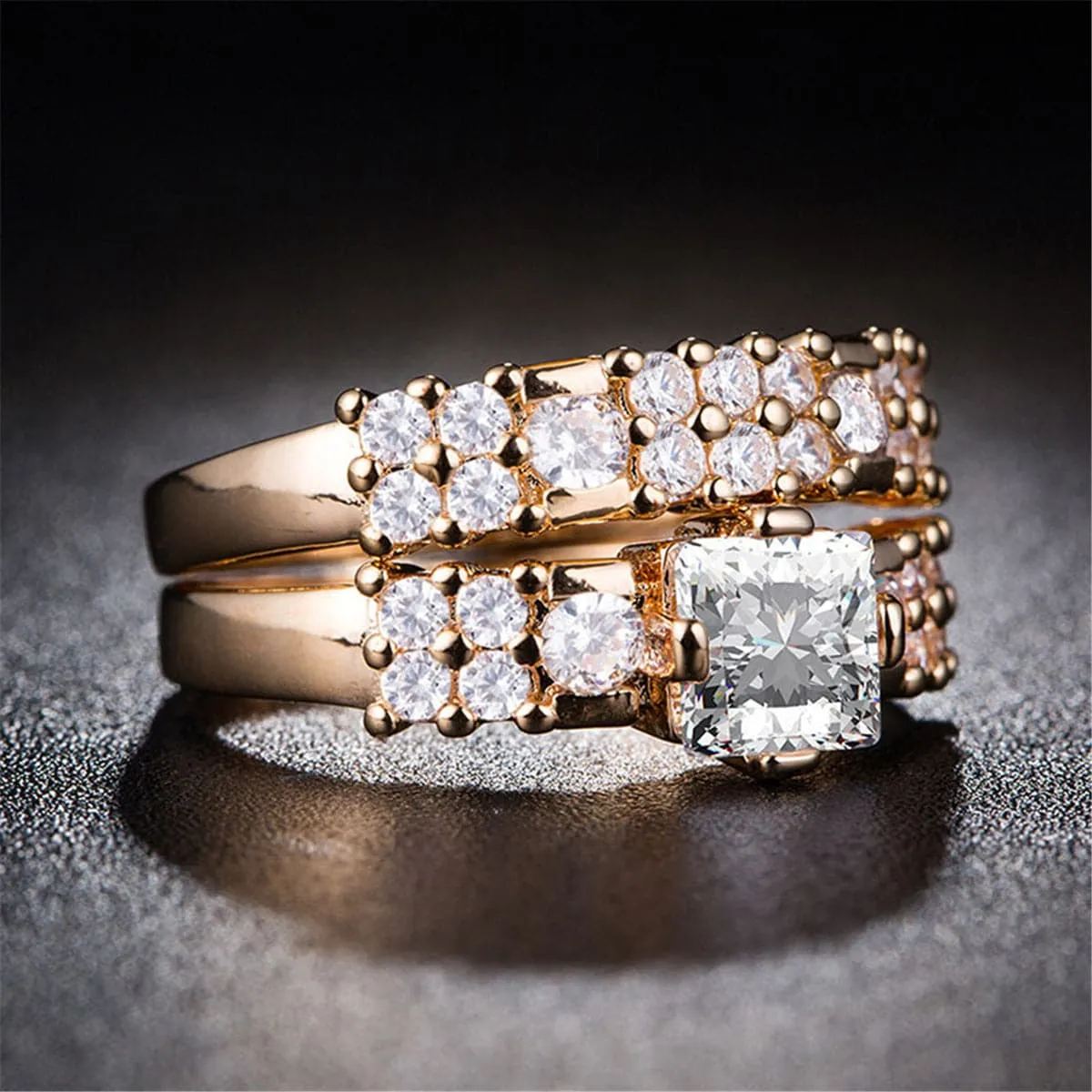 Cubic Zirconia & Crystal Pavé Ring Set