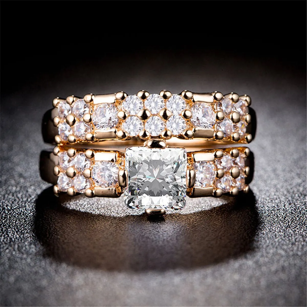 Cubic Zirconia & Crystal Pavé Ring Set