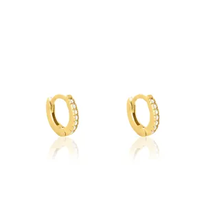 Cubic Zirconia Hoop Earrings - Gold White - Extra Small