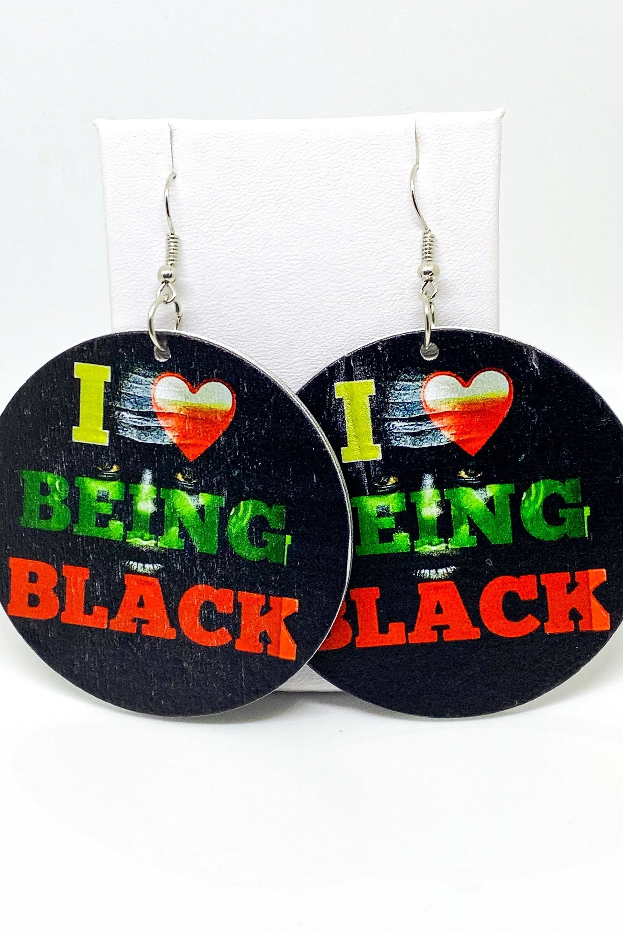 Cultural Hoop Earrings - Black, Green, Red Wood Circle Statement Jewelry