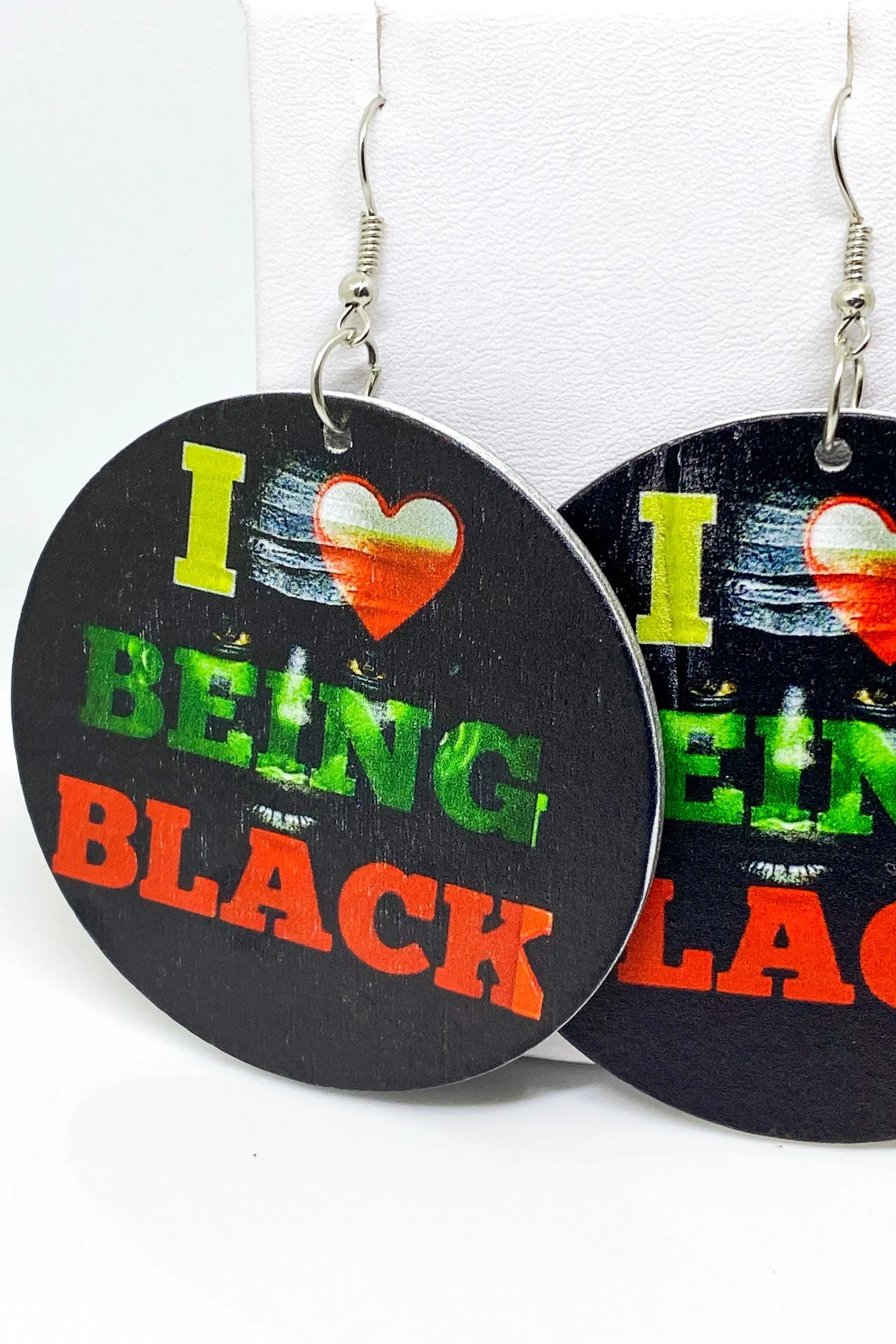 Cultural Hoop Earrings - Black, Green, Red Wood Circle Statement Jewelry