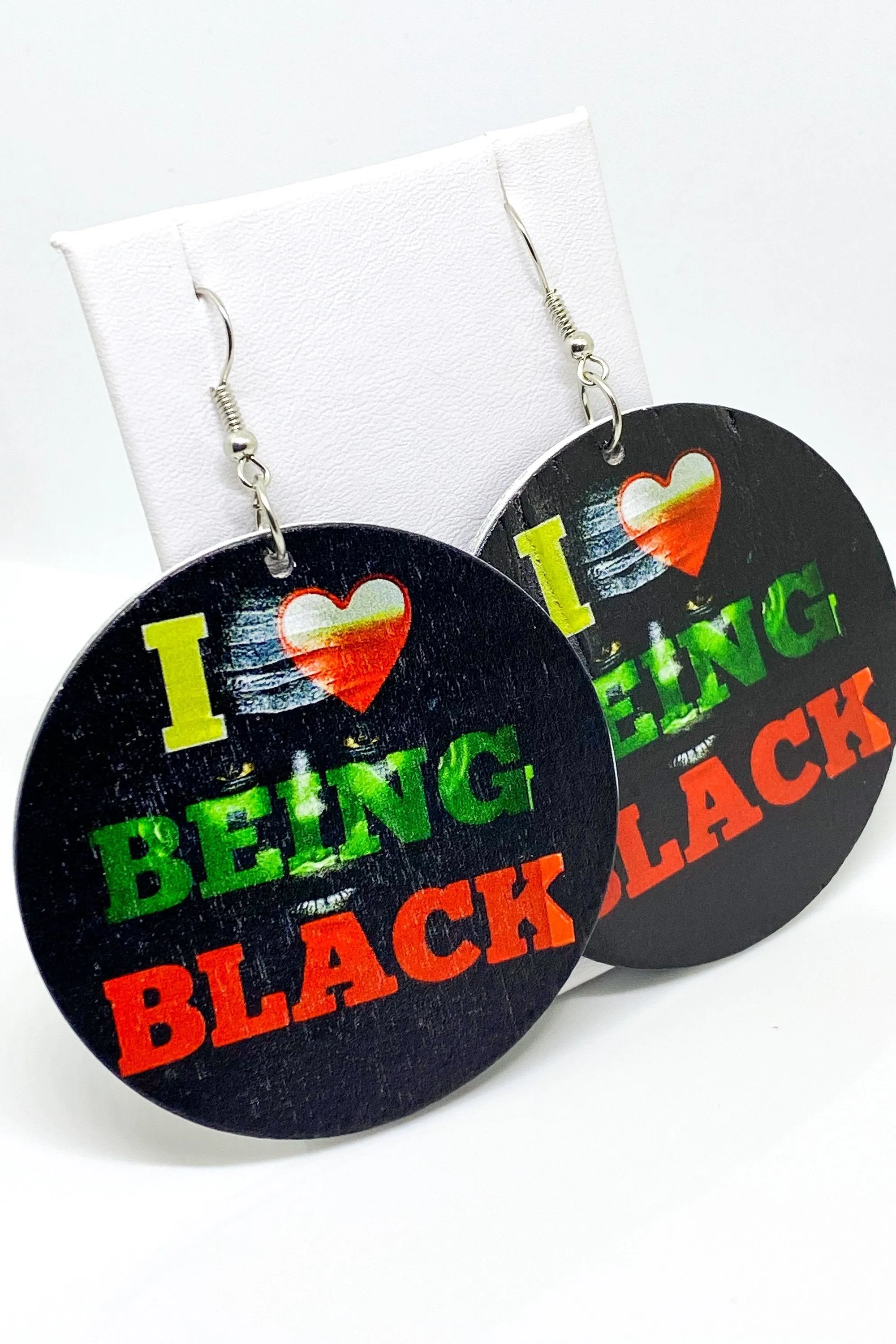 Cultural Hoop Earrings - Black, Green, Red Wood Circle Statement Jewelry
