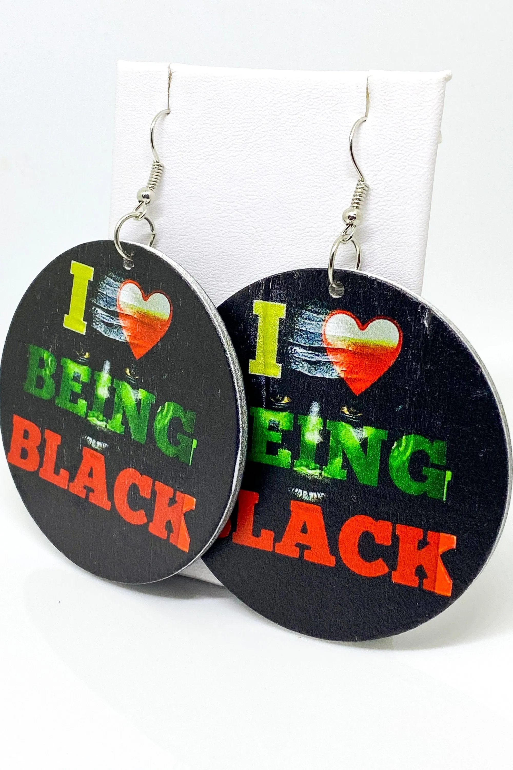 Cultural Hoop Earrings - Black, Green, Red Wood Circle Statement Jewelry