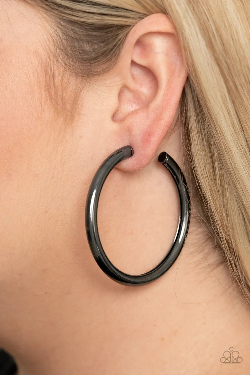 Curve Ball Black Paparazzi Earrings