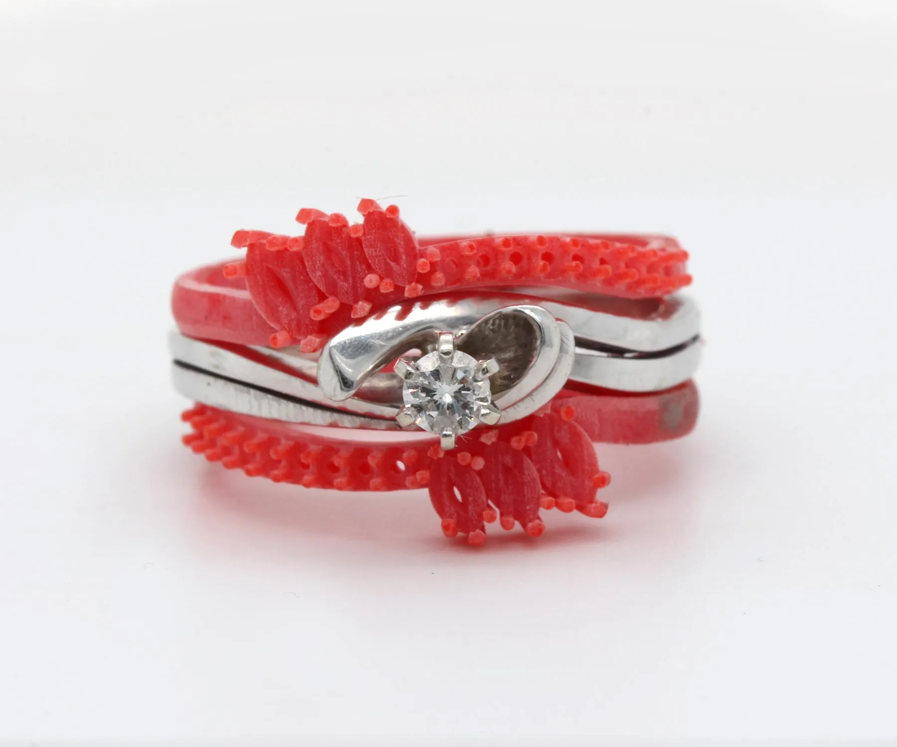 Custom Curved Marquise Diamond Swirl Wedding Ring