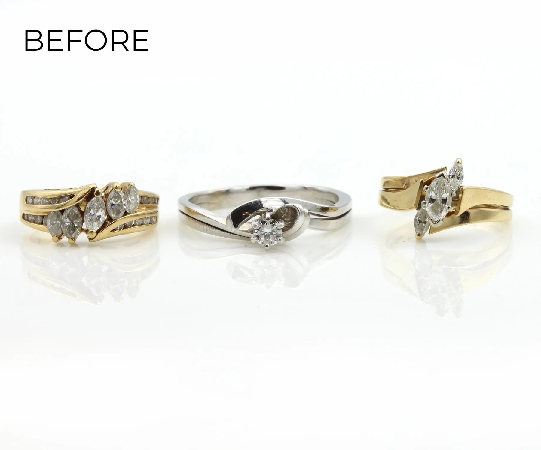 Custom Curved Marquise Diamond Swirl Wedding Ring