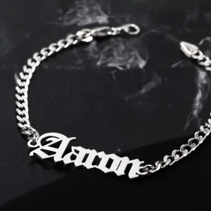 Custom Name Bracelet 925 Sterling Silver Curb Chain