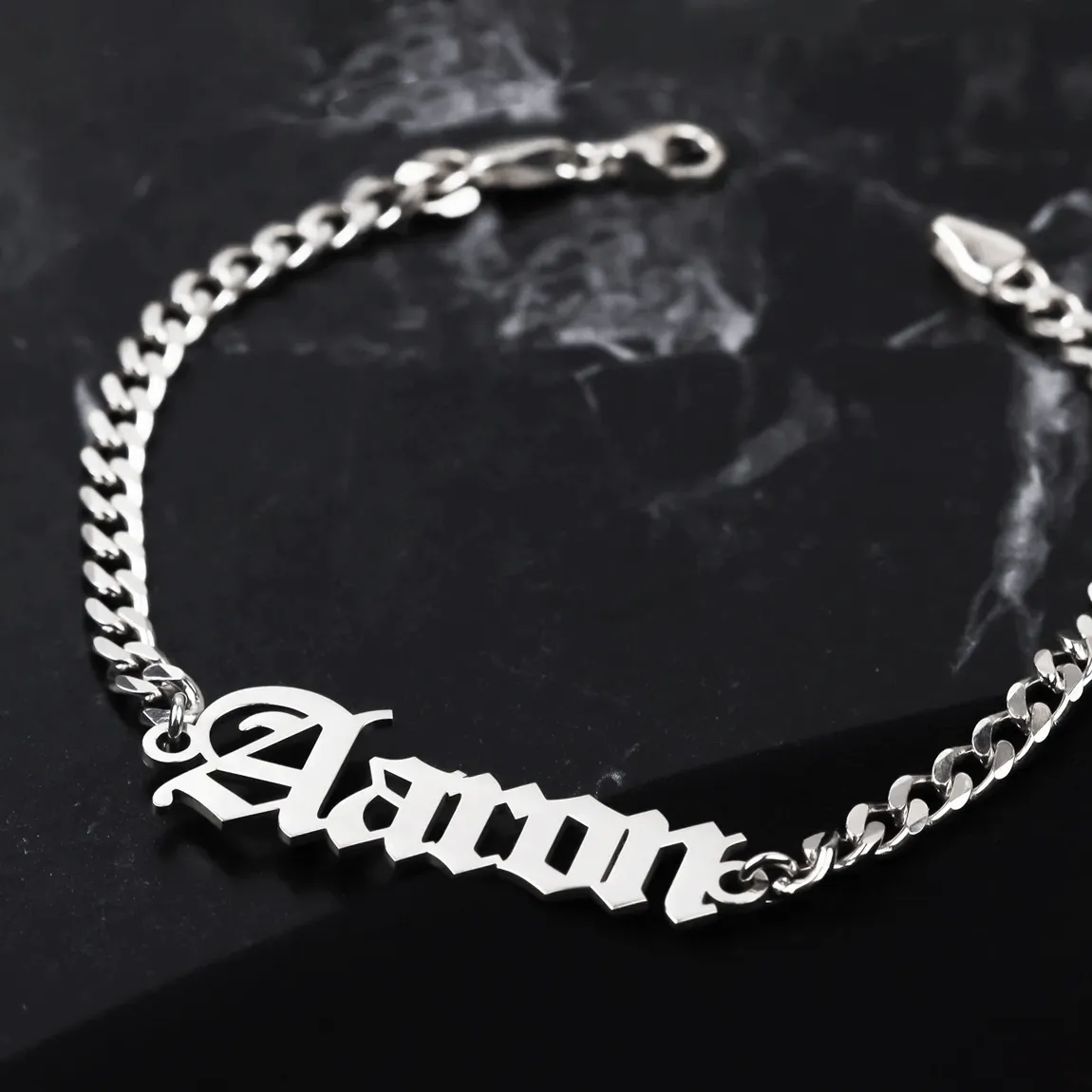 Custom Name Bracelet 925 Sterling Silver Curb Chain