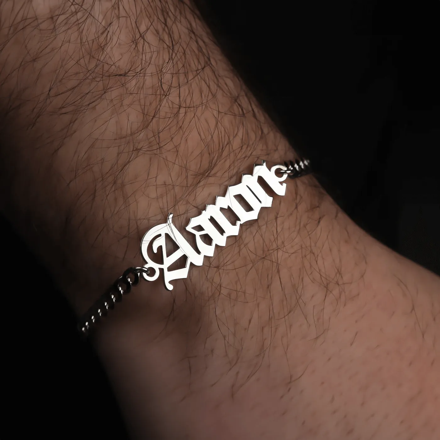 Custom Name Bracelet 925 Sterling Silver Curb Chain