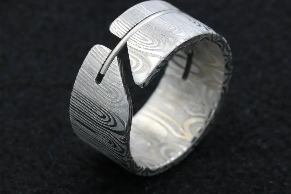 Damascus hybrid handmade ring damasteel men's ring customizable ring wedding band