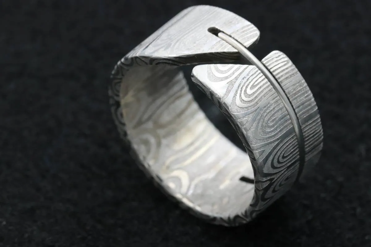 Damascus hybrid handmade ring damasteel men's ring customizable ring wedding band