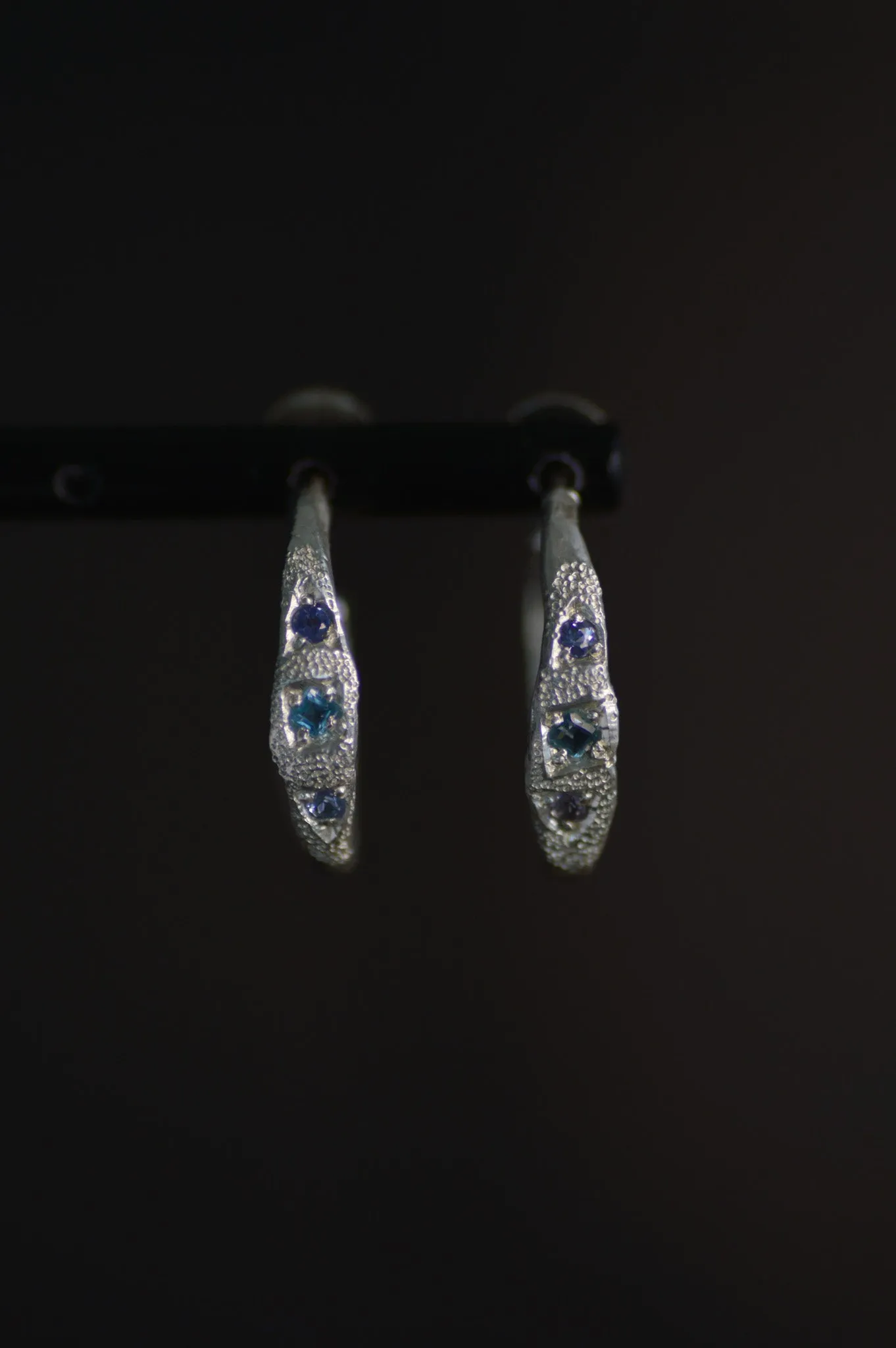 Dancer Amethyst, Topaz & Tanzanite Silver Hoop Earrings 1197-5