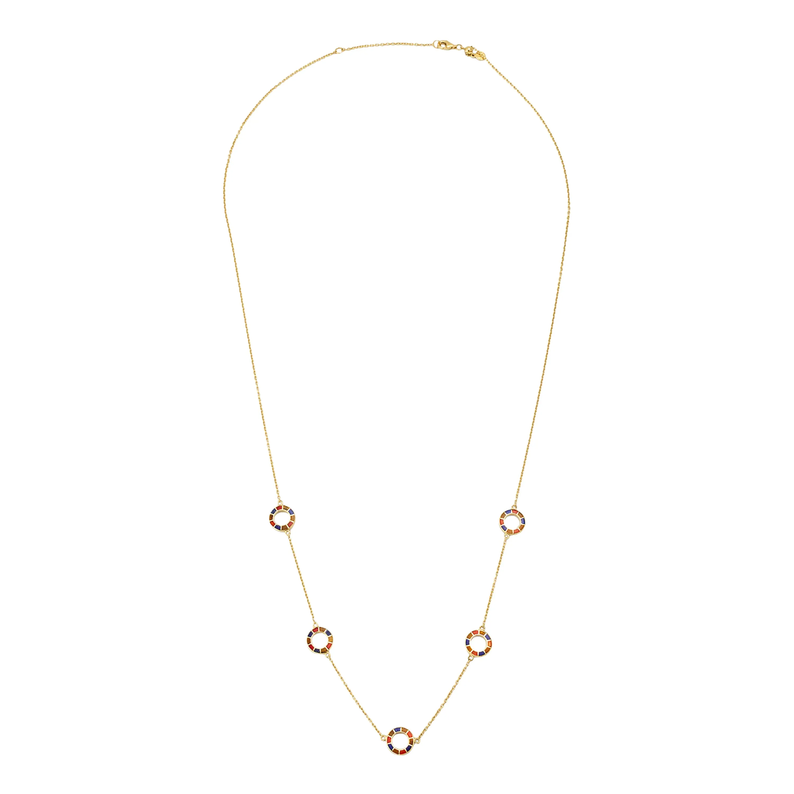 Dash Circle Five Station Gold Vermeil Sterling Necklace