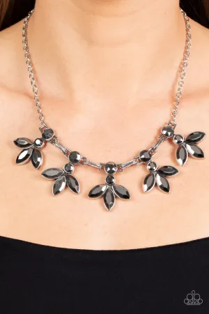 Dauntlessly Debonair - Silver - Marquise Cut Gem Paparazzi Short Paparazzi Necklace