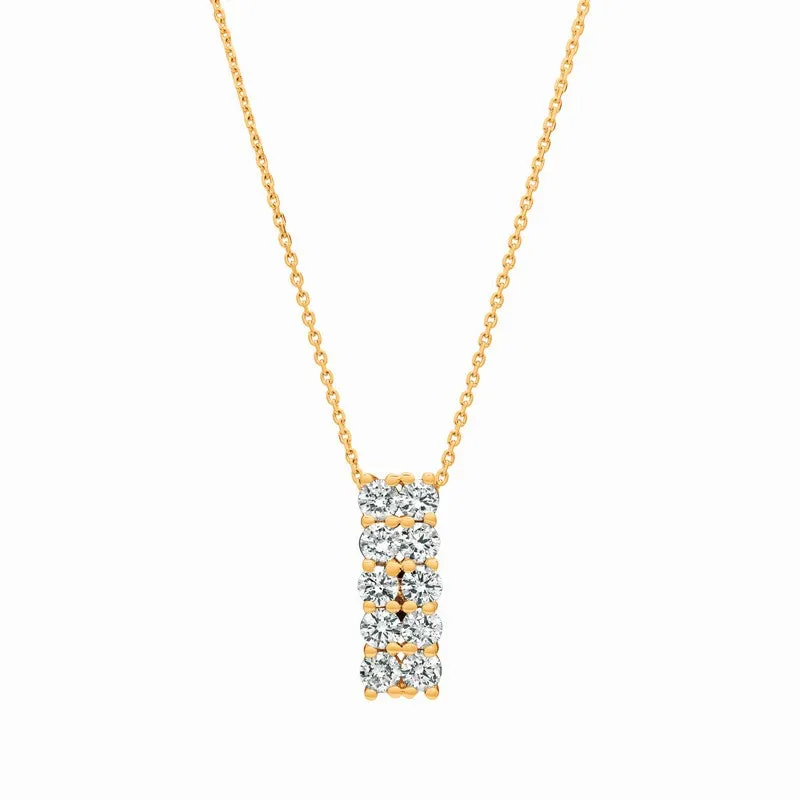DIAMOND 2 ROWS NECKLACE 14K GOLD (1.01 CTW)