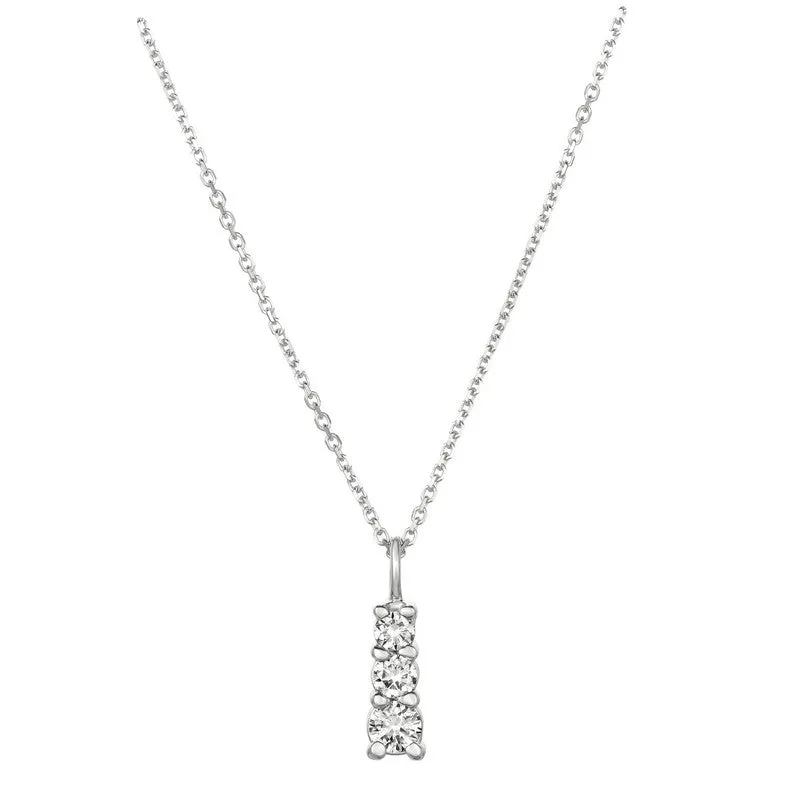 DIAMOND 3 STONE NECKLACE 14K GOLD (0.8 CTW)