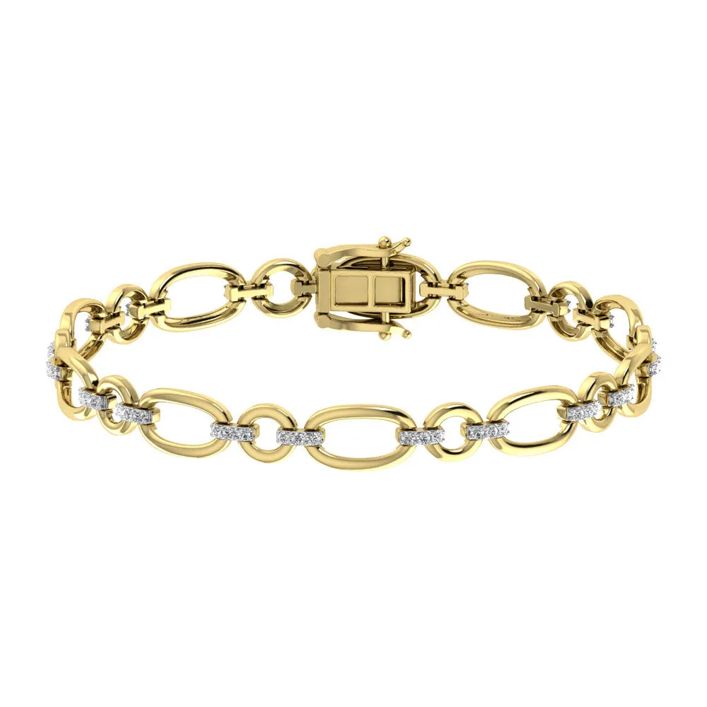 Diamond 5/8 Ct.Tw. Cuban Fashion Bracelets in 14K Yellow Gold