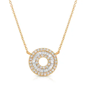 Diamond Baguette Circle Pendant Necklace in 18K Yellow Gold, 0.37 ct. t.w.