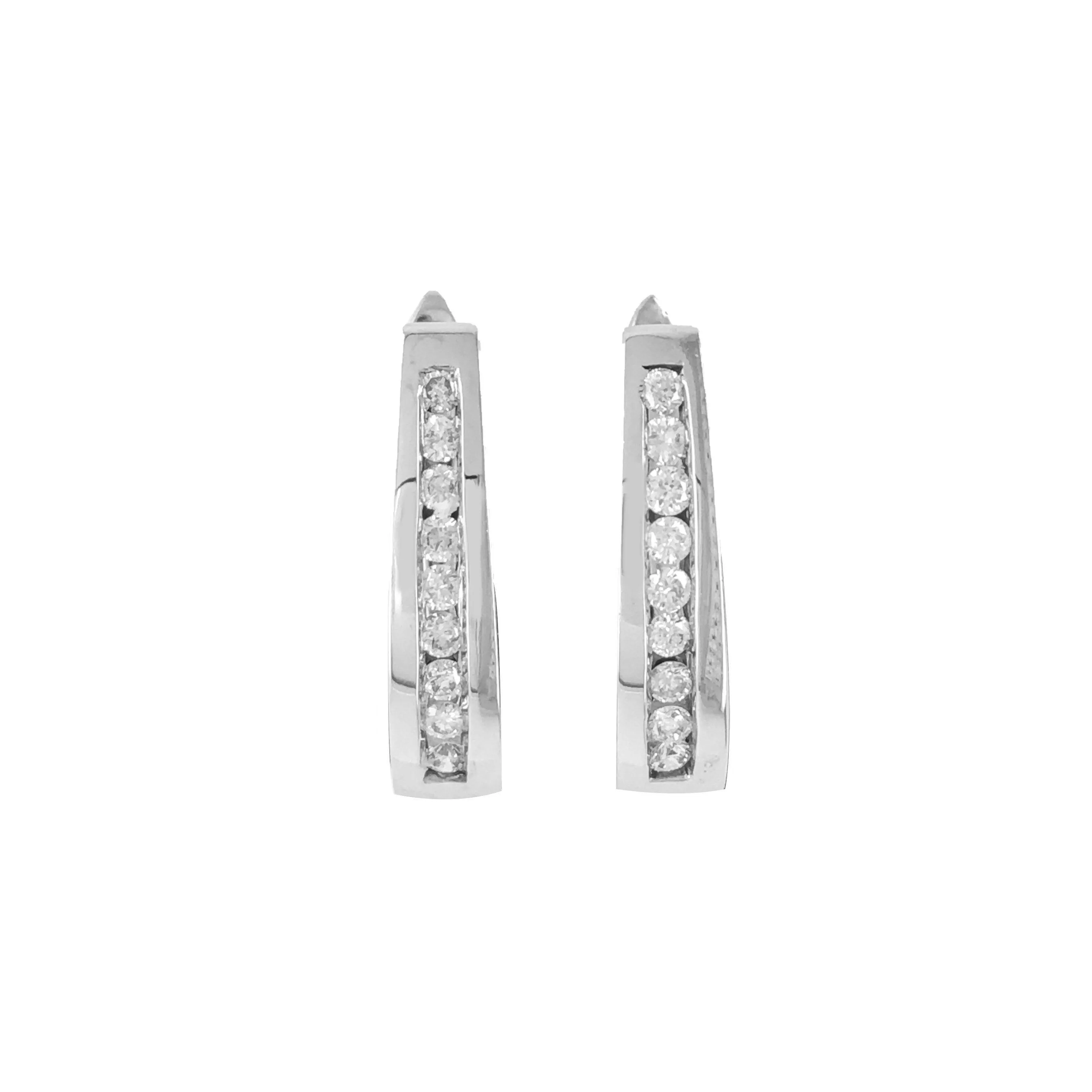 Diamond Classic J Hoop set with 0.33tdw in 10K White Gold