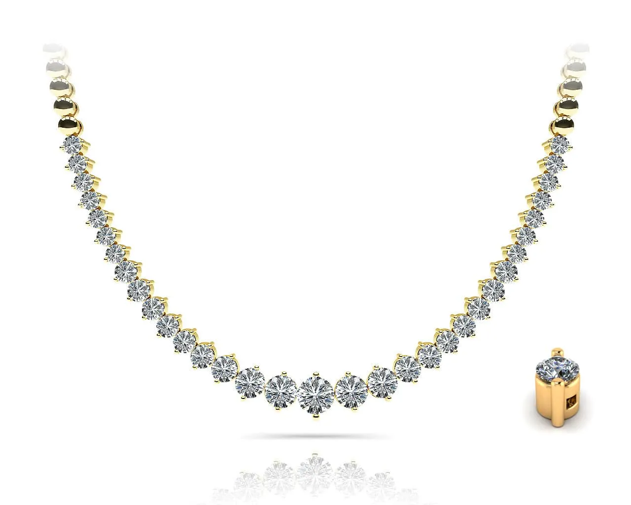 Diamond Crescendo Necklace With Shiny Diamond Links  with 3.04 ct.(finished)