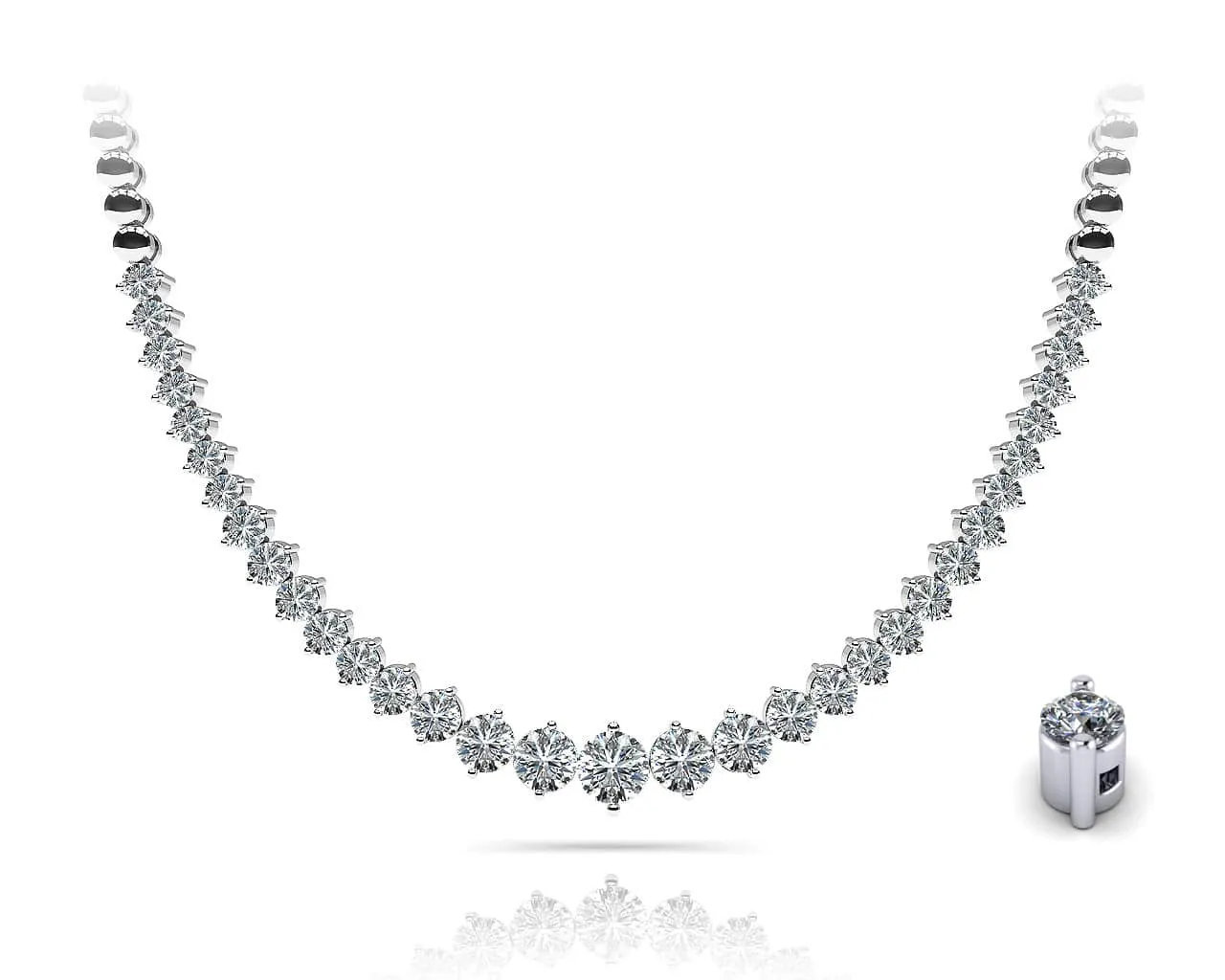 Diamond Crescendo Necklace With Shiny Diamond Links  with 3.04 ct.(finished)
