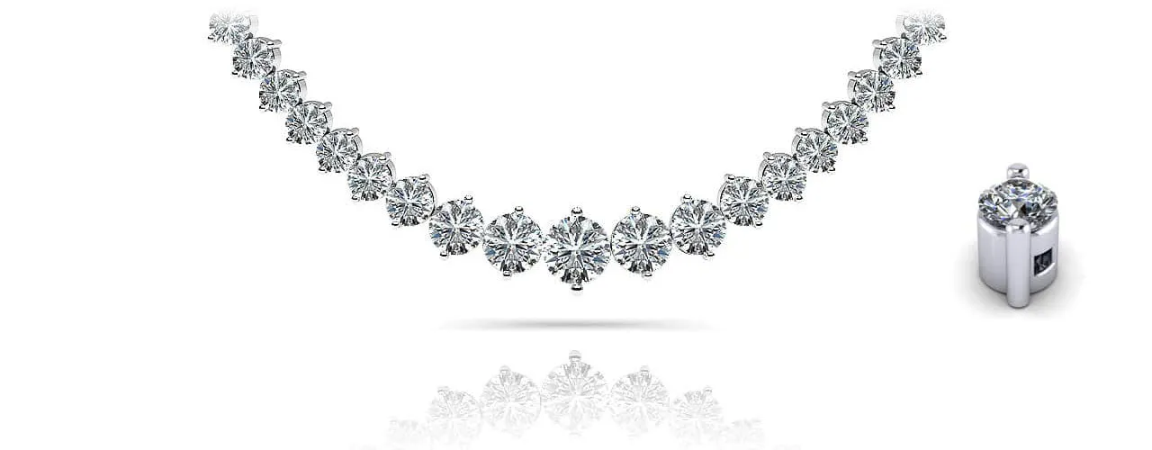 Diamond Crescendo Necklace With Shiny Diamond Links  with 3.04 ct.(finished)