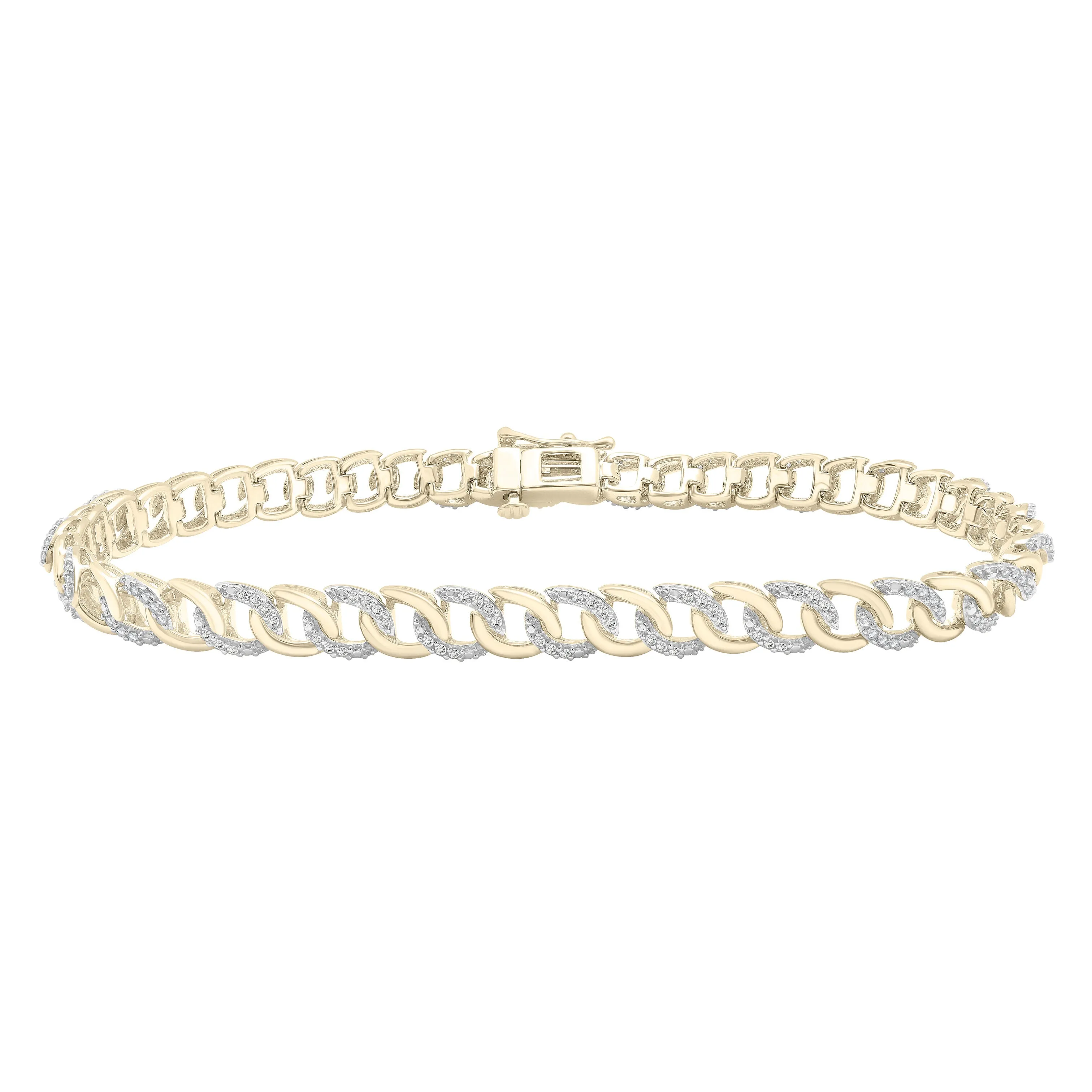 Diamond Curb Link Chain Bracelet In 14K Gold
