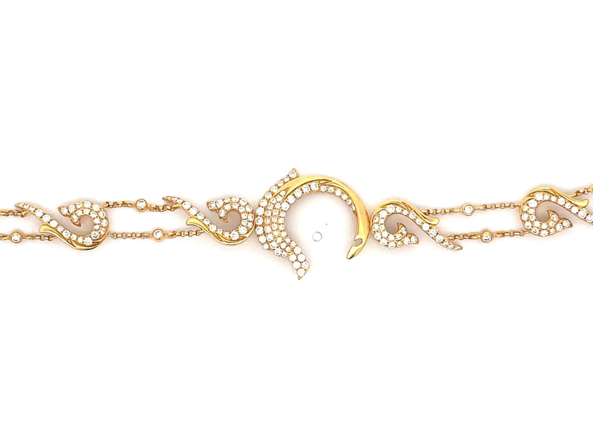 Diamond Dolphin Bracelet in 18k Yellow Gold