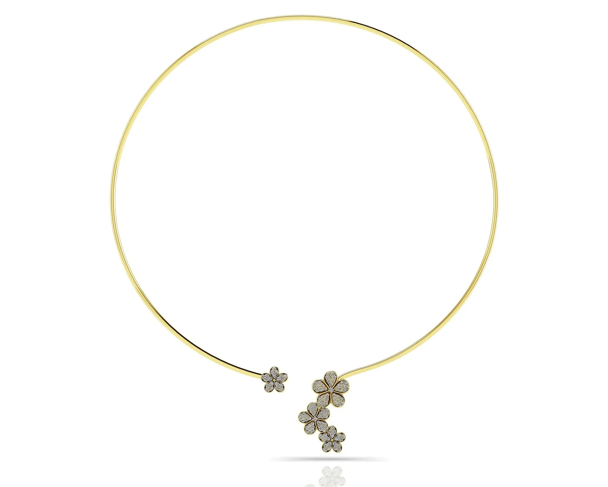 Diamond Flower Choker Lab-Grown Diamond  with 0.76 ct.(finished) 1mm, 1.3mm