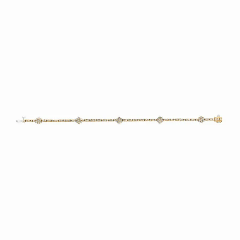 DIAMOND FLOWERS BRACELET 14K GOLD (4.02 CTW)