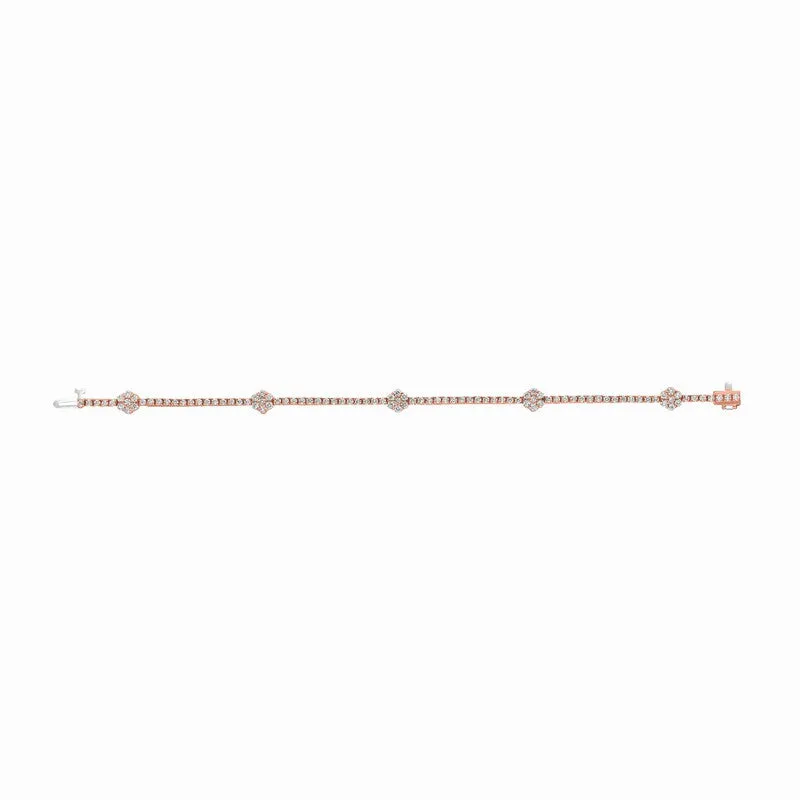 DIAMOND FLOWERS BRACELET 14K GOLD (4.02 CTW)