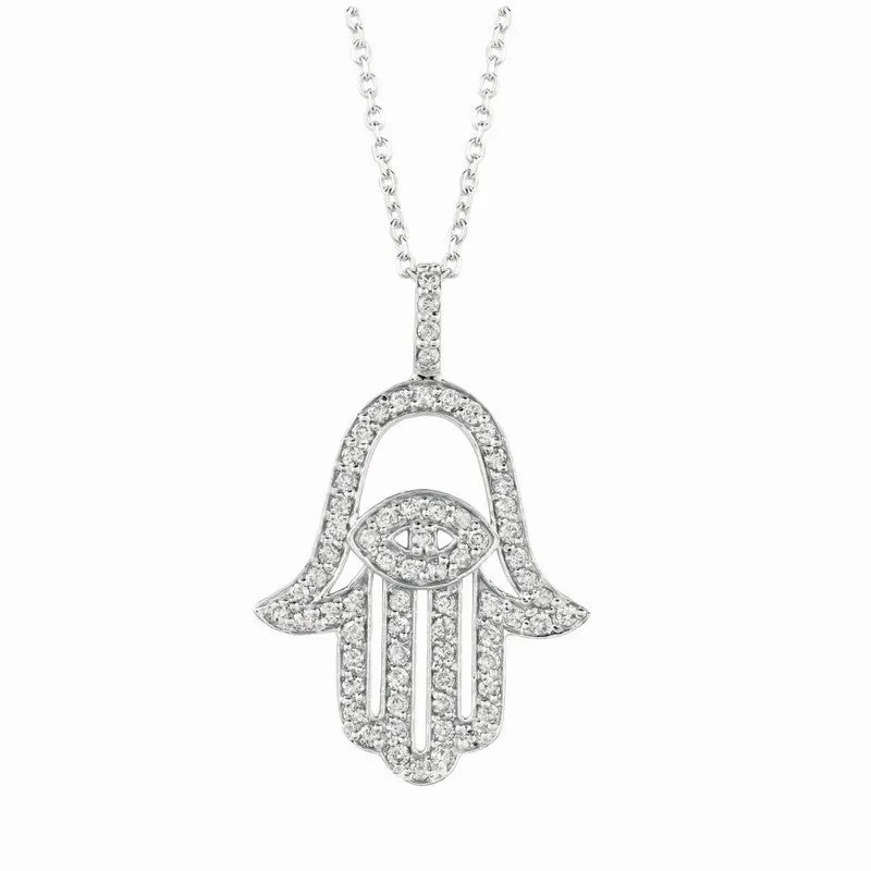 DIAMOND HAMSA NECKLACE 14K GOLD (0.88 CTW)