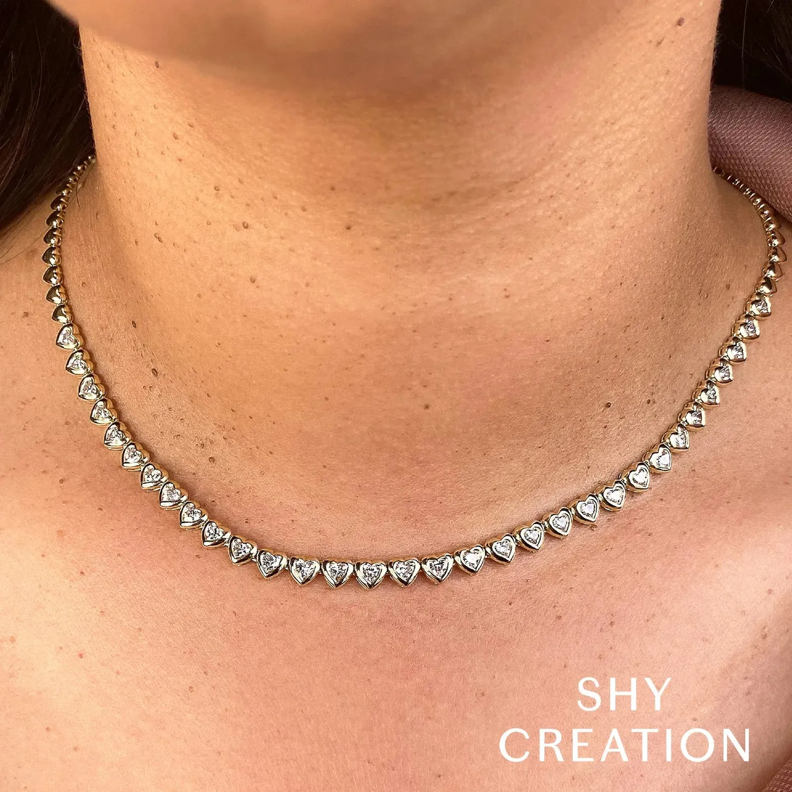 Diamond Heart Tennis Necklace