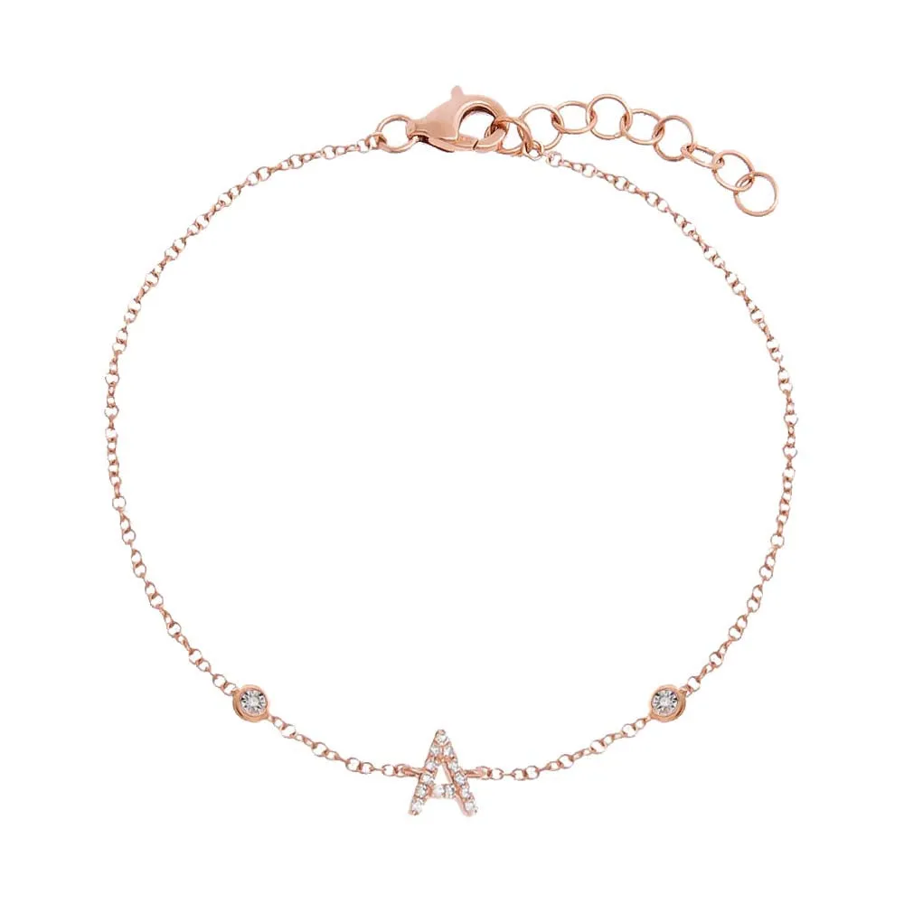 Diamond Initial Double Bezel Bracelet 14K