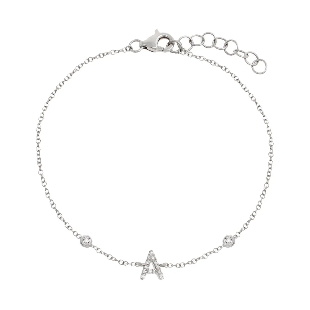 Diamond Initial Double Bezel Bracelet 14K