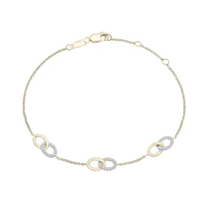 Diamond Interlocking Circles Station Bracelet In 14K Gold