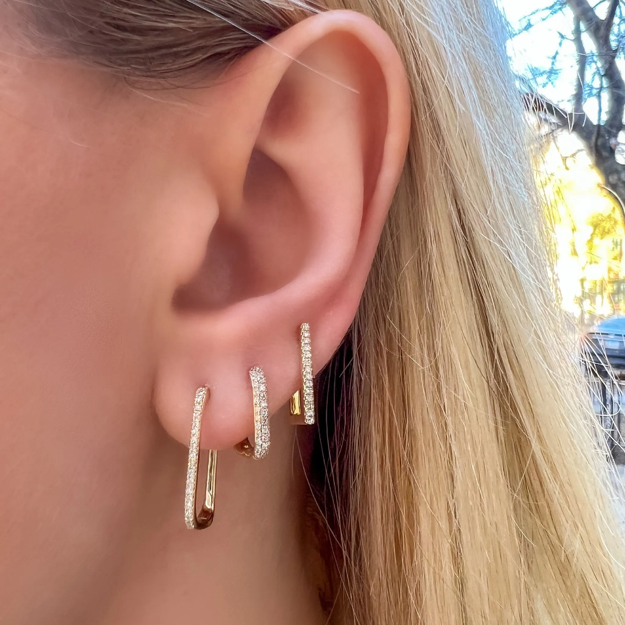 Diamond Rectangle Hoop Earrings
