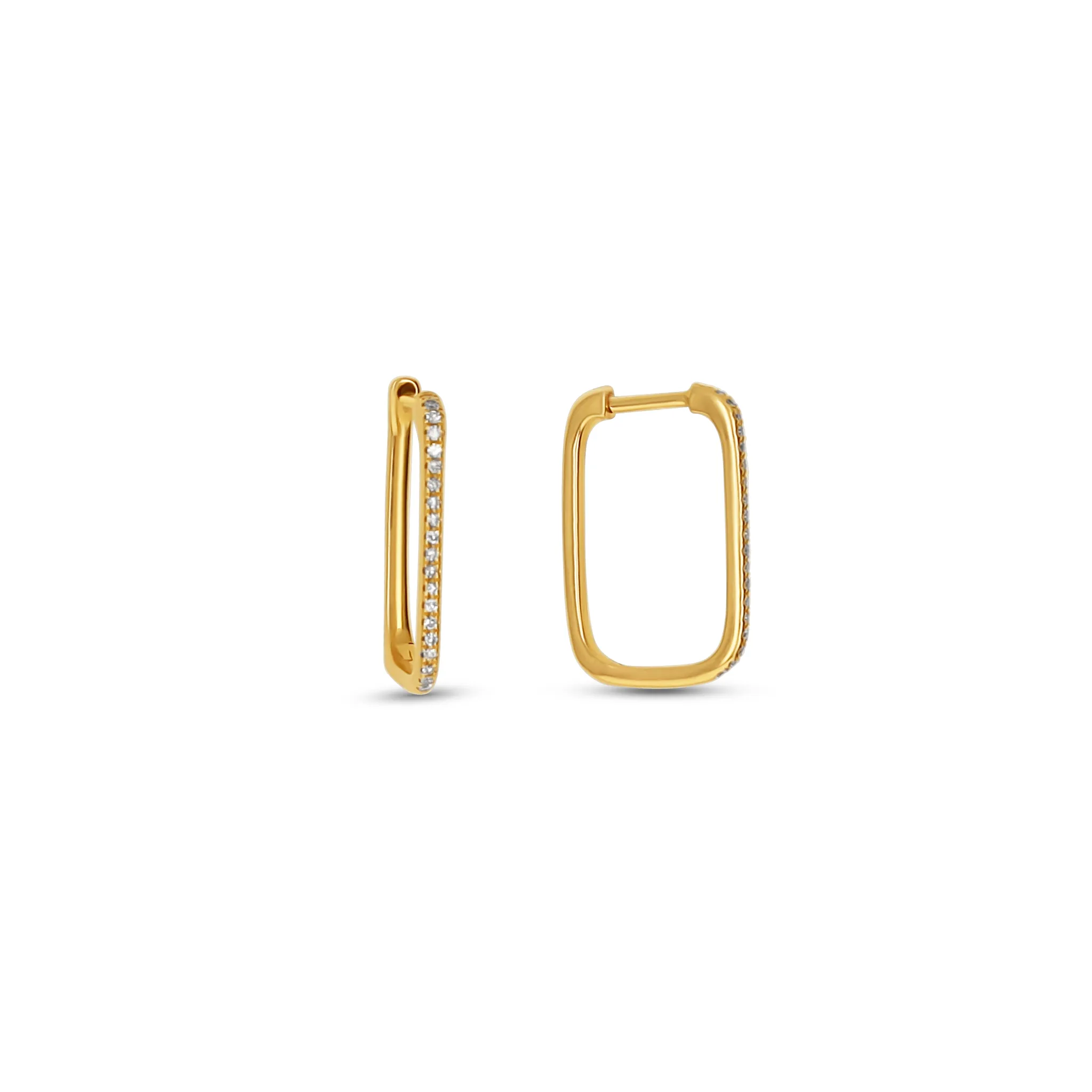 Diamond Rectangle Hoop Earrings