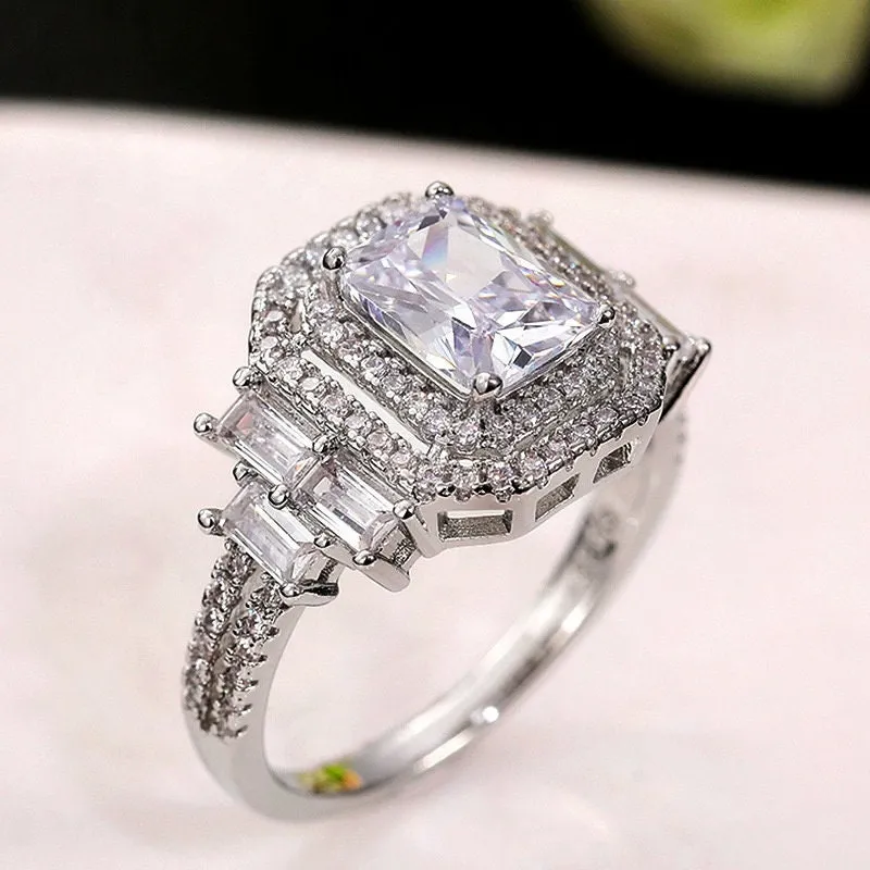 Diamond Ring | Womens Engagement Ring | Engagement Rings | Womens Rings | Emerald Engagement Ring | Womens Emerald Rings | Baguette Ring