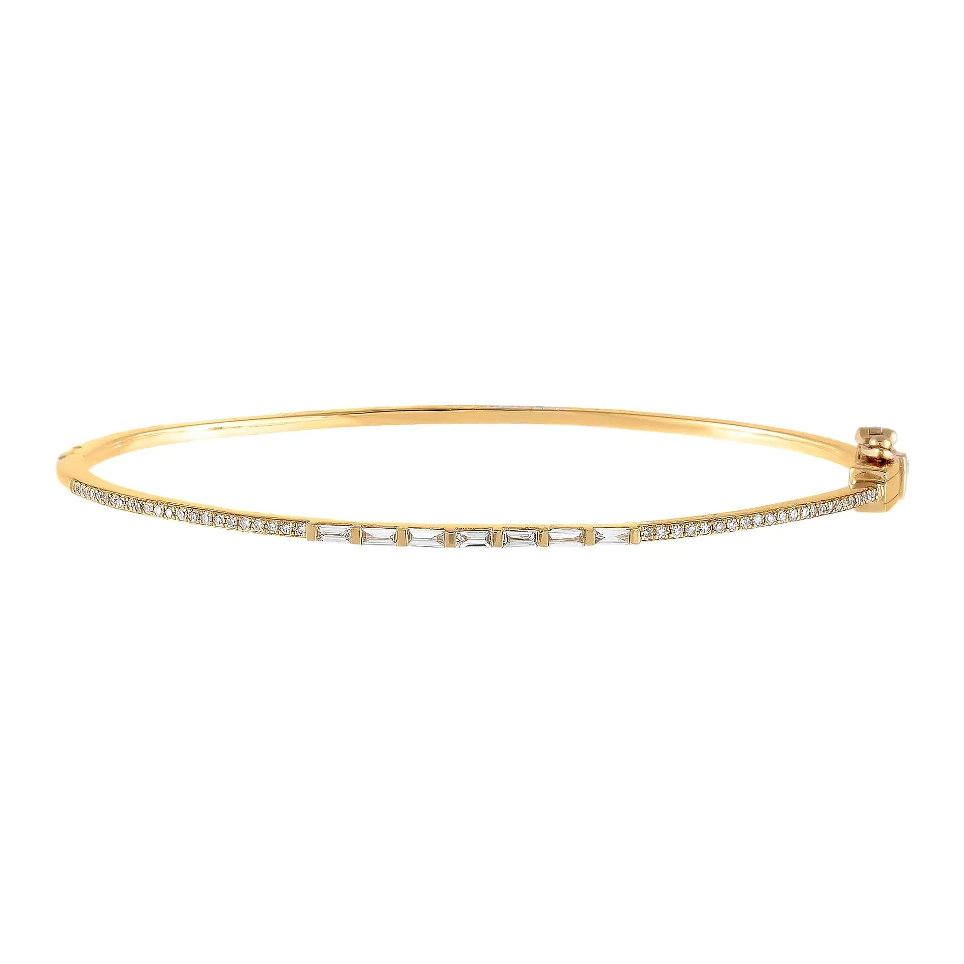 Diamond Thin Baguette X Pavé Bangle 14K