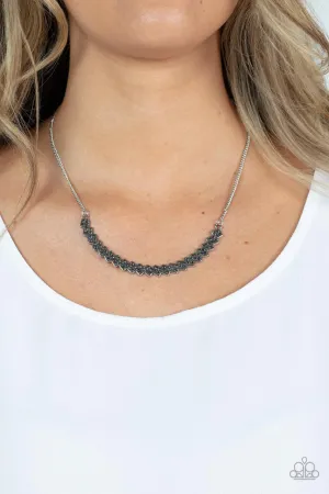 Dicey Demure - Silver - Hematite Rhinestone Collar Paparazzi Short Necklace