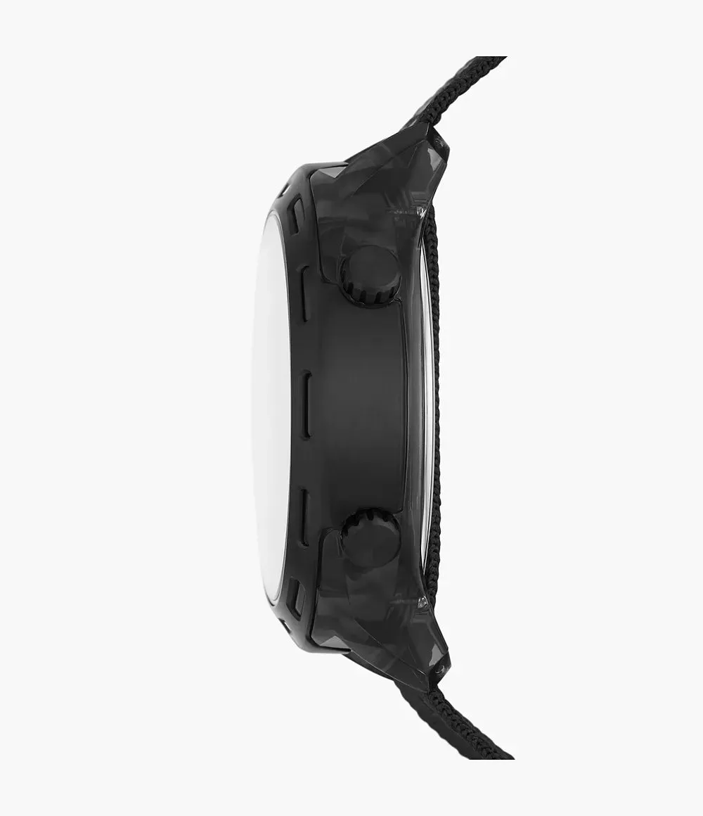 Diesel Crusher Digital Gents Black Dial Black Case And Starp Fabric Watch