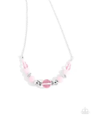 Disco Date - Pink - and Silver Bead Paparazzi Short Necklace