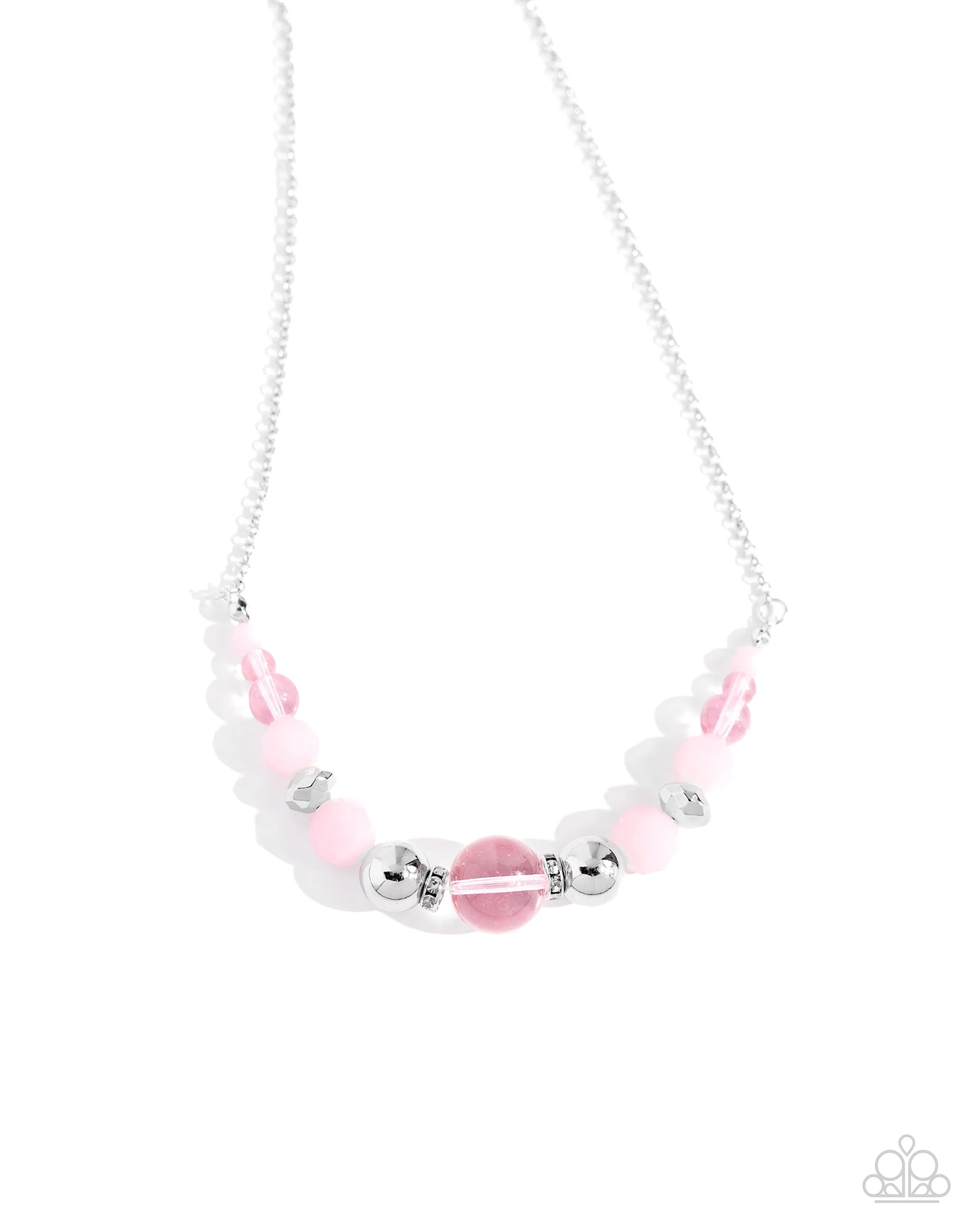 Disco Date - Pink - and Silver Bead Paparazzi Short Necklace