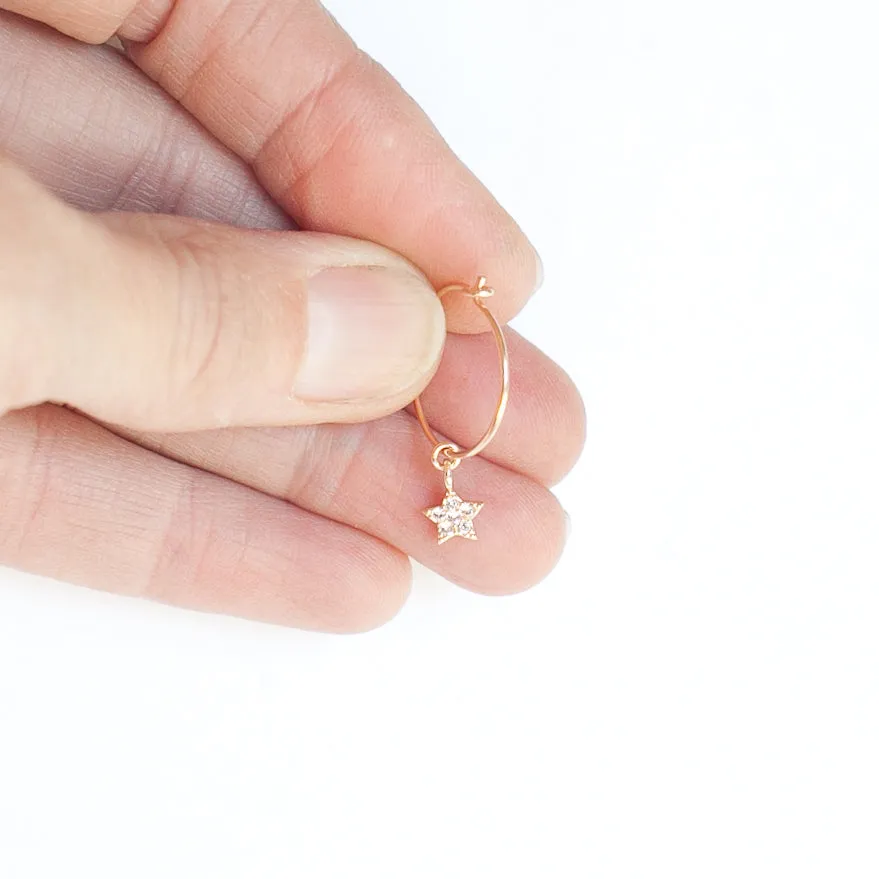 Earring Hoop with Cubic Zirconia Star Gold Filled