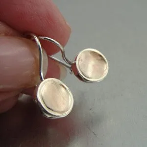Earrings 9k Yellow Gold 925 Silver  Minimalist Brushed Hadar Designers  (I e206)