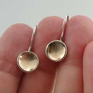 Earrings 9k Yellow Gold 925 Silver  Minimalist Brushed Hadar Designers  (I e206)